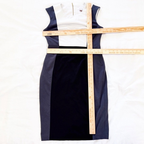 SOLD Calvin Klein Colorblock Sleeveless Sheath Dress Black Gray 6 Small Stretchy - Picture 8 of 8